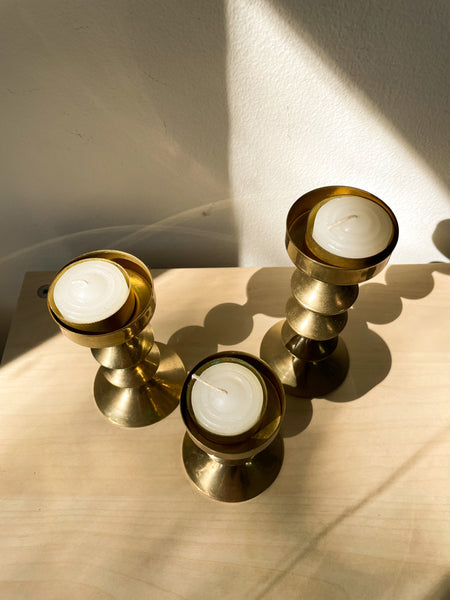 Mid century Brass Candlesticks - Set of 3