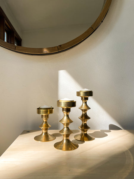 Mid century Brass Candlesticks - Set of 3