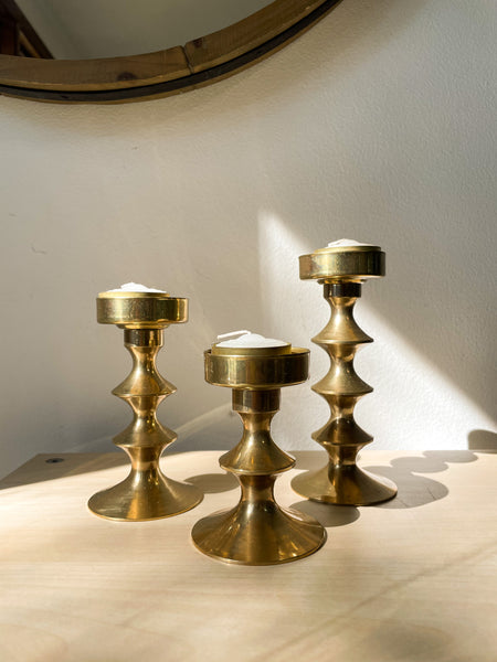 Mid century Brass Candlesticks - Set of 3