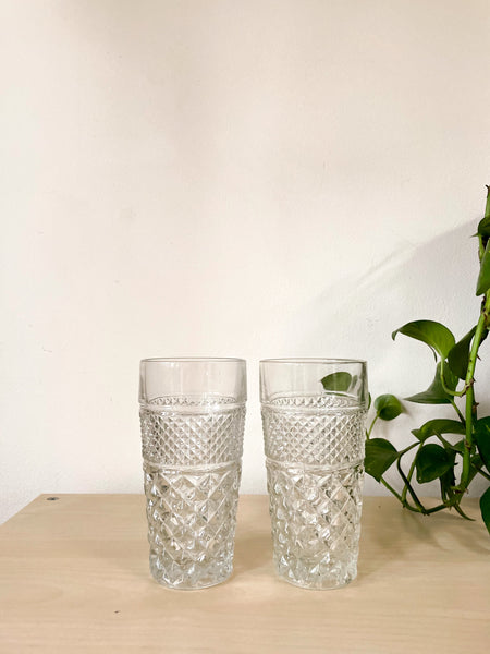 1970s Vintage Anchor Hocking Wexford Glasses - Set of Two