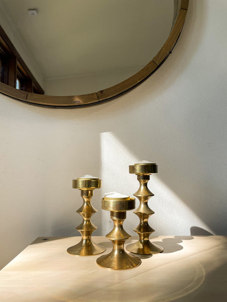 Mid century Brass Candlesticks - Set of 3