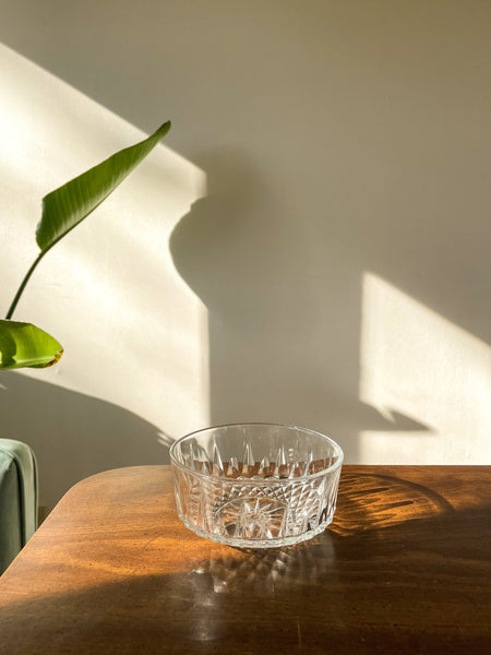 Vintage 1960s Etched Glass Candy Dish